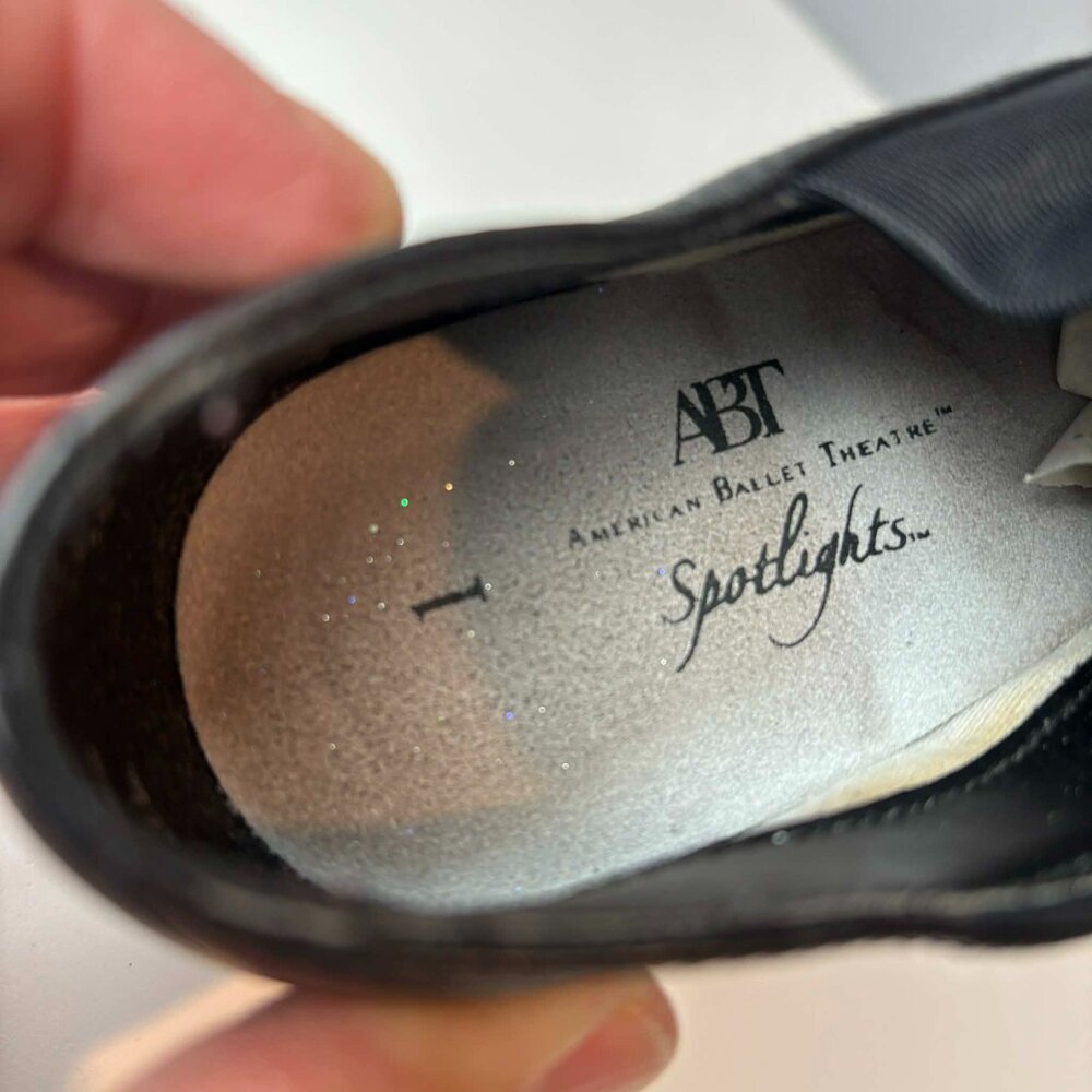 ABT America Ballet Theatre Spotlights Black Leather Jazz Dance Shoes Size 1 - Picture 5 of 11